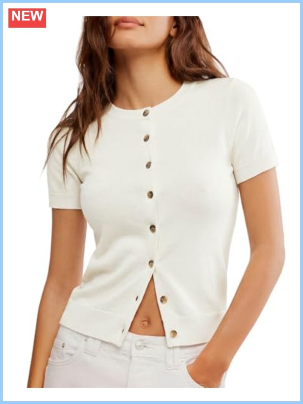 Cashmere Blend Short Sleeve Button Up Knit Cardigan Sweater